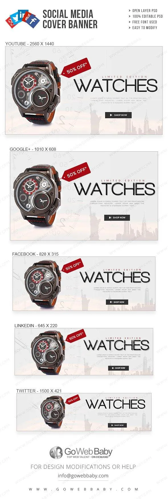 Social Media Cover Banner - Exclusive Watch Collection For Website Marketing