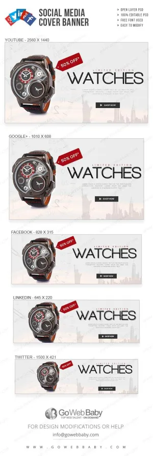 Social Media Cover Banner - Exclusive Watch Collection For Website Marketing