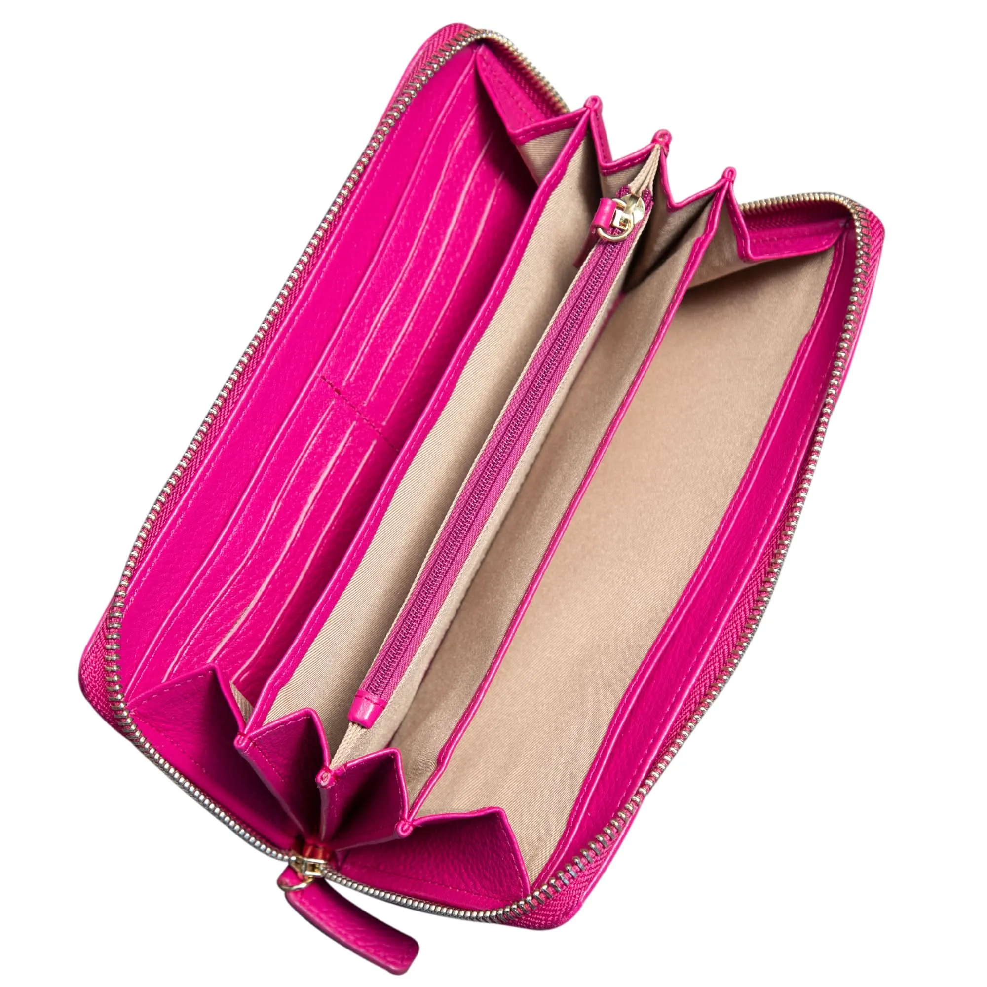 Sophia Full Grain Zip Around Leather Wallet - Leather Wallet for Women