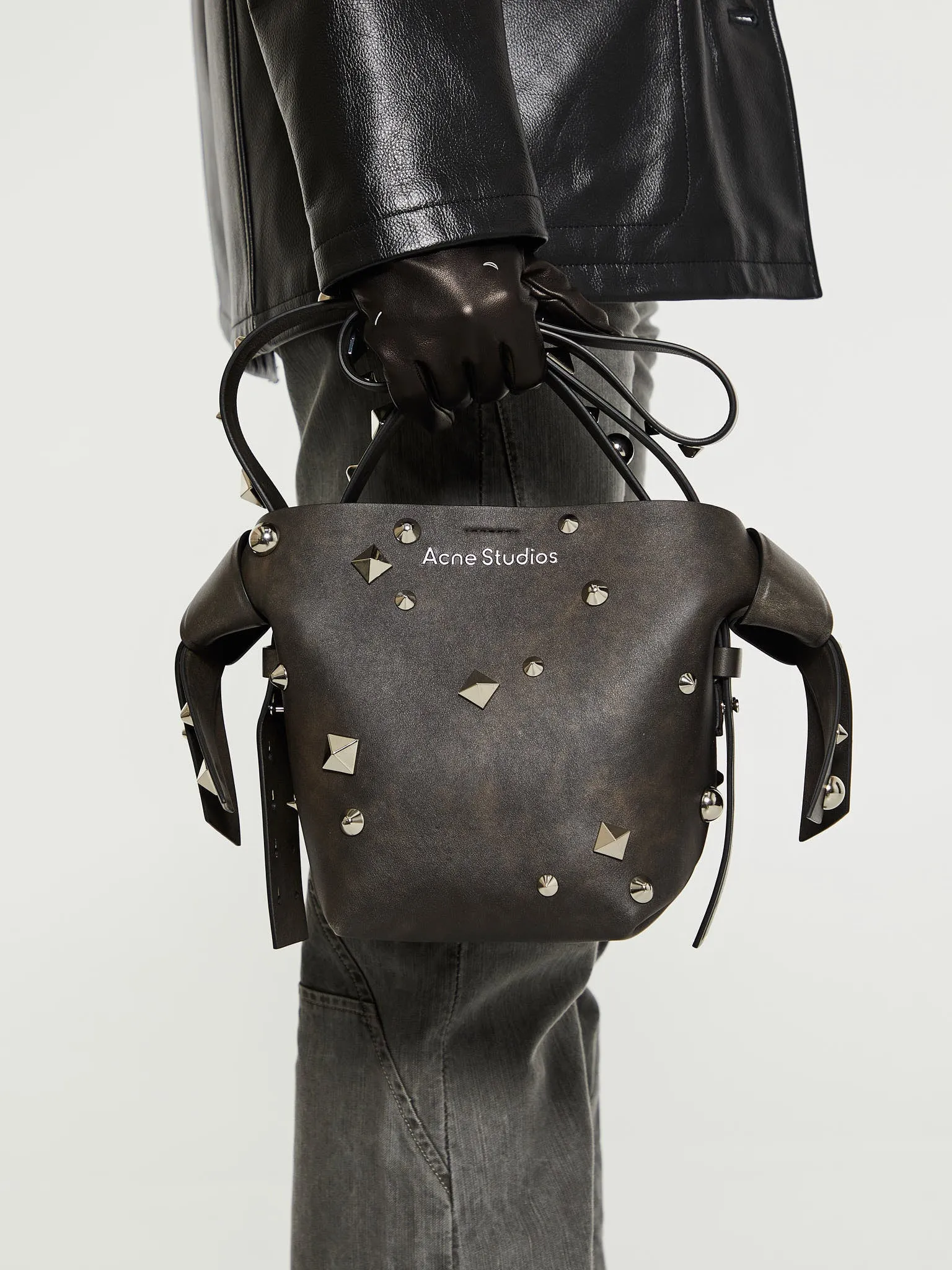 Studded Musubi Bag in Dark Brown