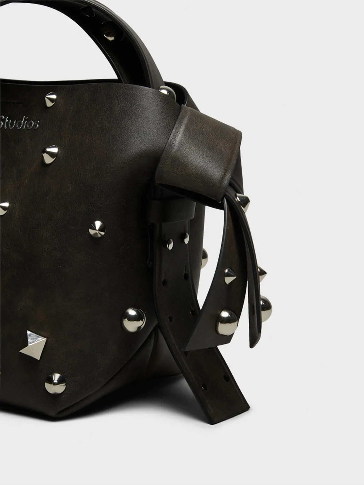 Studded Musubi Bag in Dark Brown
