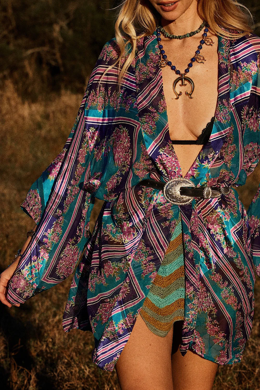 Sun Is Shining Silk Burnout Kimono