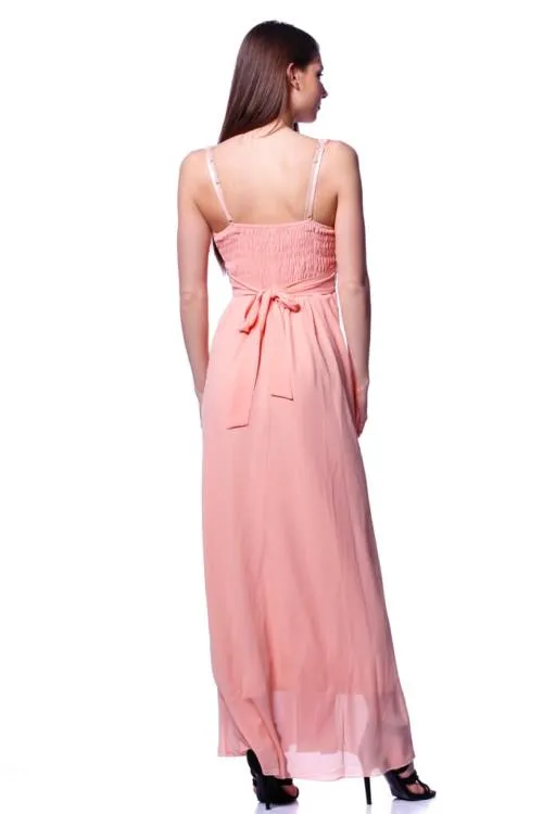 Tulle Details Embellished Maxi Dress