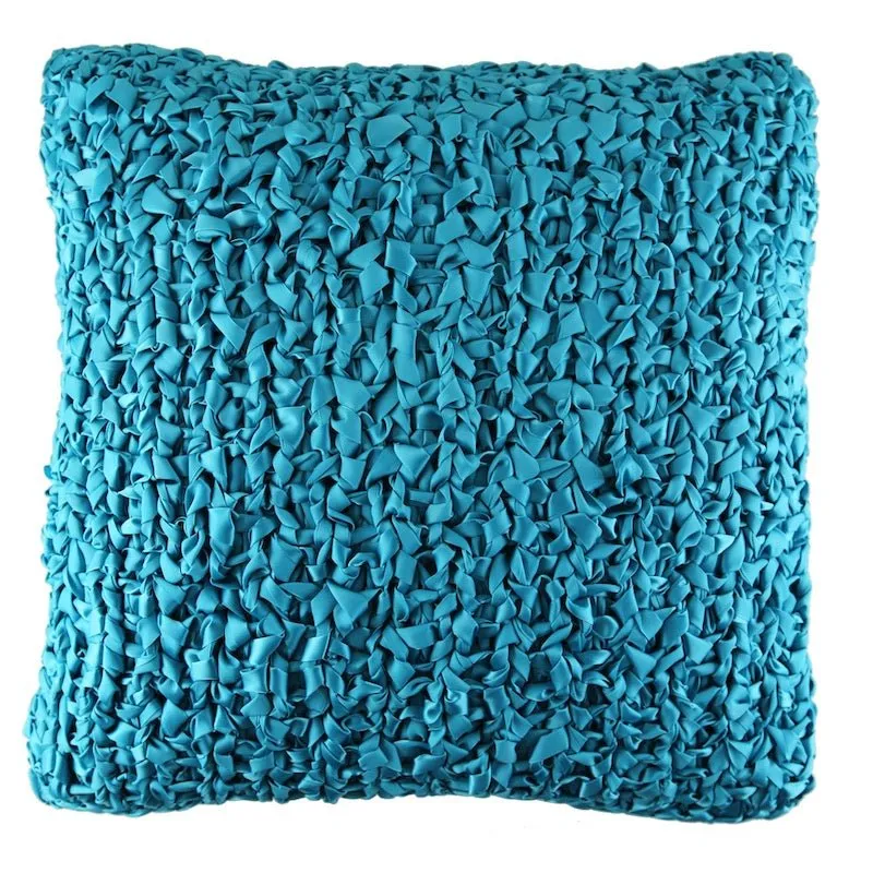Turquoise Ribbon Knit Pillows by Ann Gish