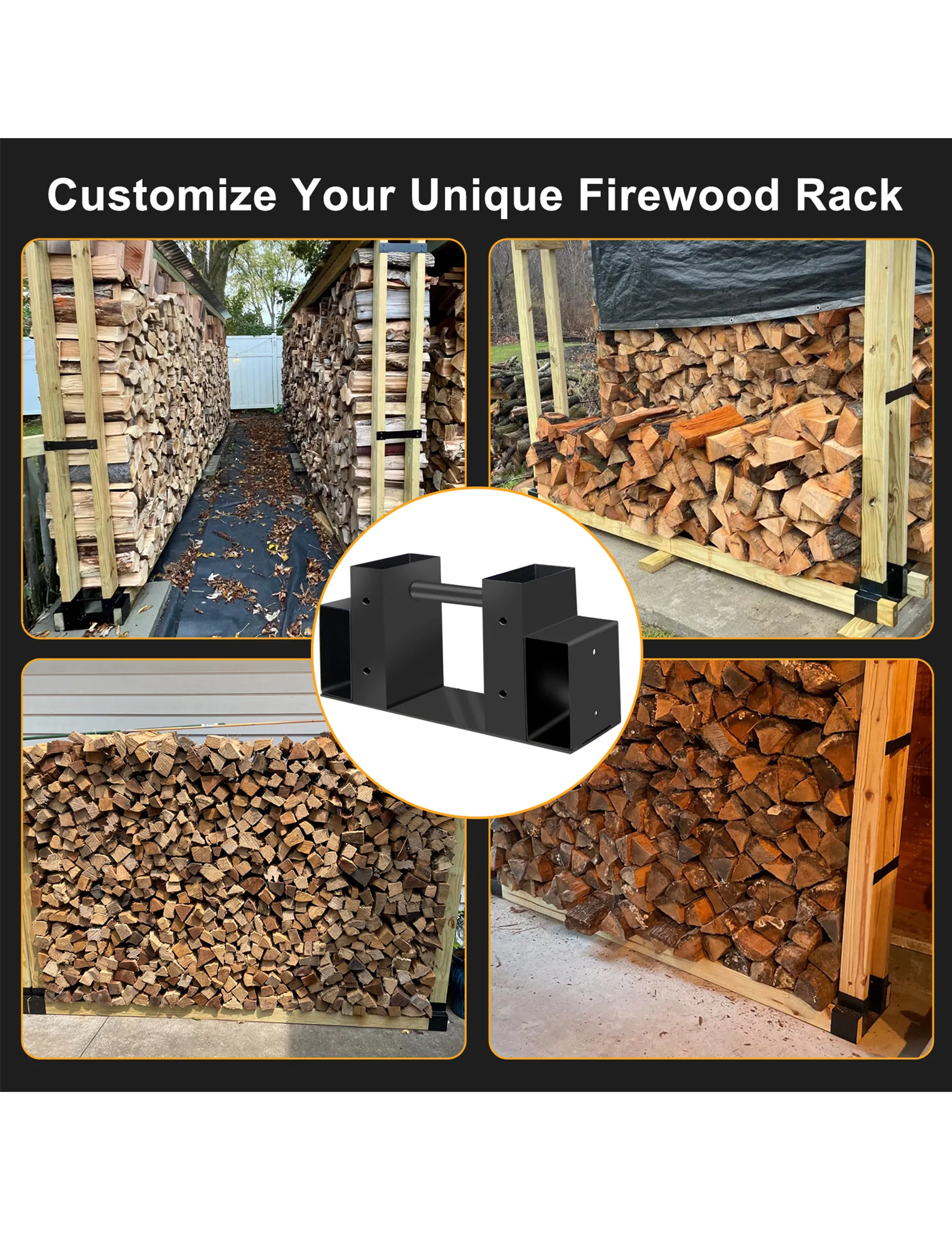 VODA 2-tier wood bracket kit for 2x4 lumber heavy duty firewood storage