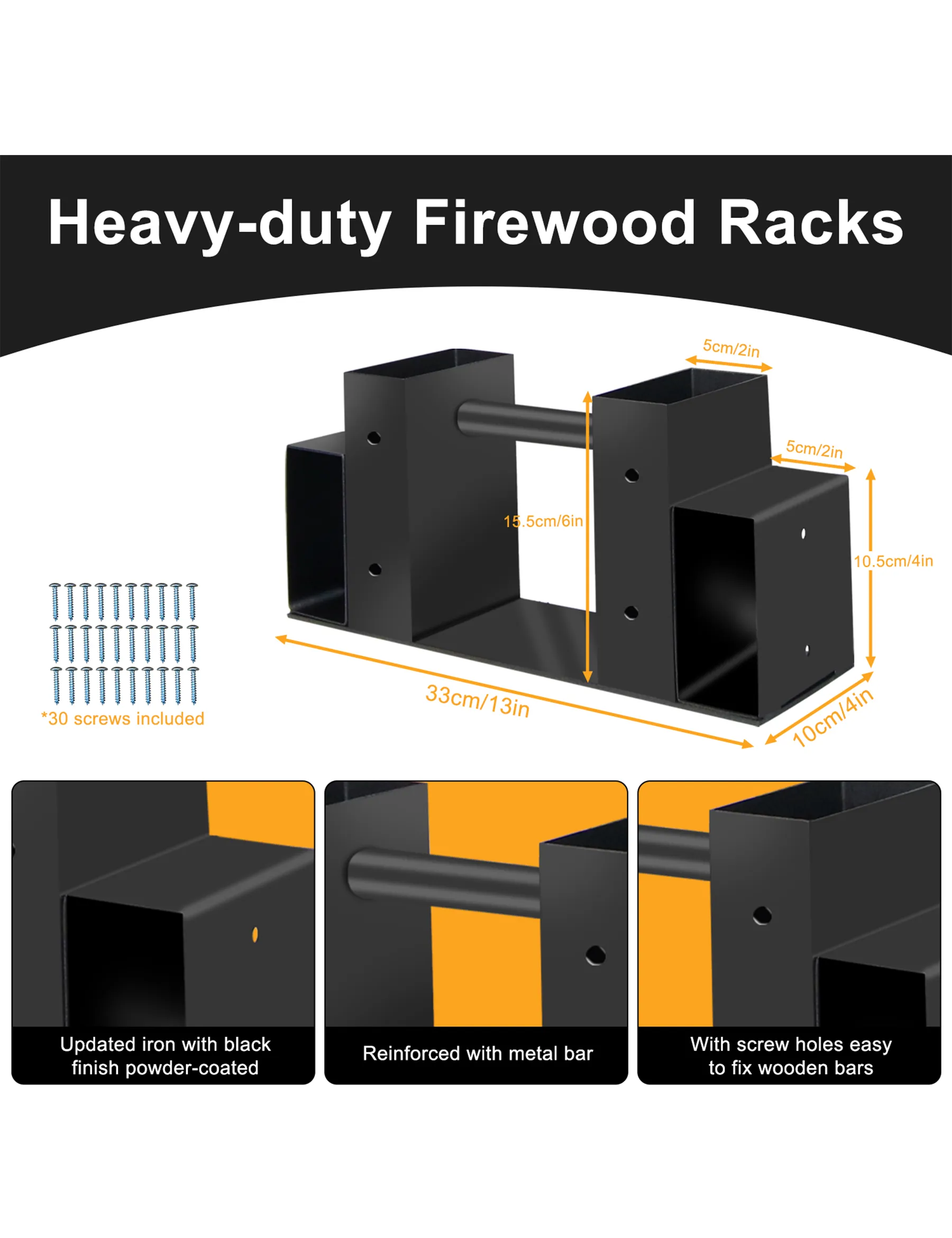 VODA 2-tier wood bracket kit for 2x4 lumber heavy duty firewood storage