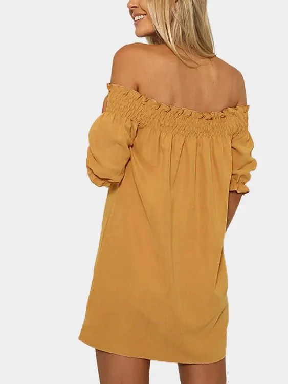 Wholesale Off The Shoulder Short Sleeve Mini Dresses